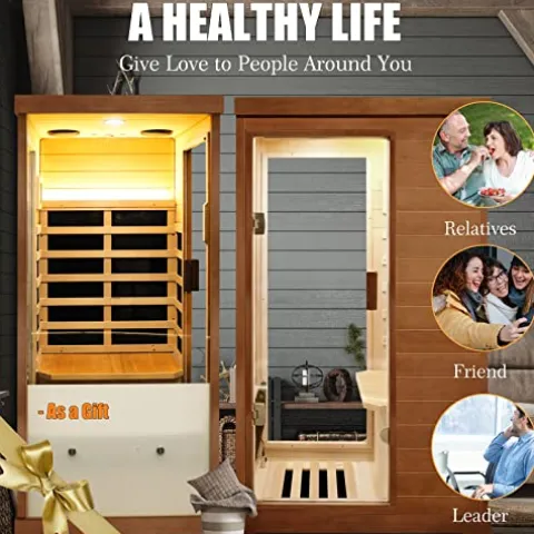 Gxcevsou Far Infrared Sauna 1 Person Canadian Hemlock Natural