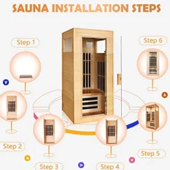 Gxcevsou Far Infrared Sauna 1 Person Hemlock Wood Low EMF Natural