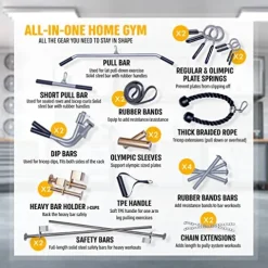 Gymnastics Power Gym Machine with LAT Pulldown & Pull Up Bar Mate Dark Gray