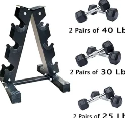 Gymnastics Power Hex Dumbbells Free Weights Set with Rack 190 LB