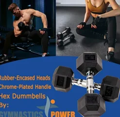 Gymnastics Power Hex Dumbbells Free Weights Set with Rack 190 LB