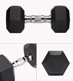 HAJEX Rubber Hex Dumbbell Pairs with Dumbbell Rack