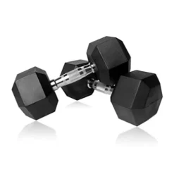 HAJEX Rubber Hex Dumbbell Medium Weight Stack Black