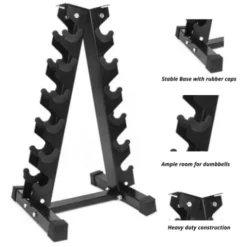 HAJEX Rubber Hex Dumbbell Heavy Weight Stack Black