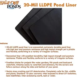 HALF OFF PONDS 62 ft. x 60 ft. 20-Mil LLDPE Pond Liner Black