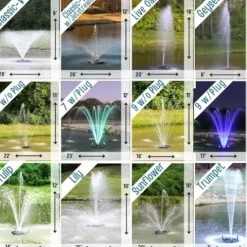 HALF OFF PONDS 1 HP Floating Fountain with Color Changing Lights – 200 Foot Cord, 12 Patterns