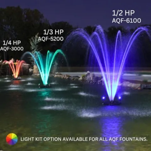 HALF OFF PONDS 1/2 HP Floating Fountain with Color-Changing Lights and Control Box