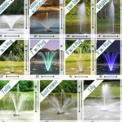 HALF OFF PONDS 3/4 HP Floating Fountain with 200 Foot Cord – 11 Patterns, Surface Aeration, No Lights