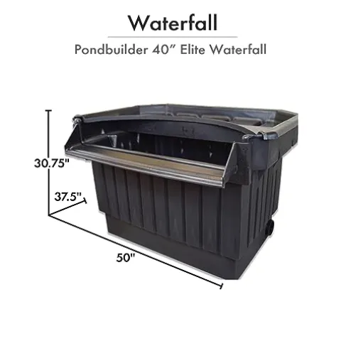 HALF OFF PONDS Pondbuilder Elite PRO 10000 Mega Pond Kit with 30×50 Foot EPDM Liner, 40″ Waterfall, 15″ Skimmer, Submersible Pump Black