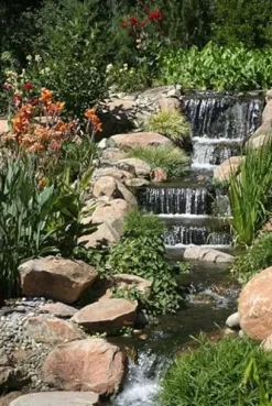 HALF OFF PONDS Simply Waterfalls 6100 Waterfall Kit with 10′ x 30′ EPDM Liner and 6,100 GPH Pump Black