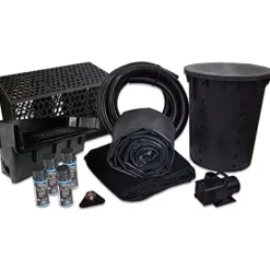 HALF OFF PONDS Simply Waterfalls 6100 Waterfall Kit with MatrixBlox, 10′ x 30′ EPDM Liner, 6,100 GPH Pump Black