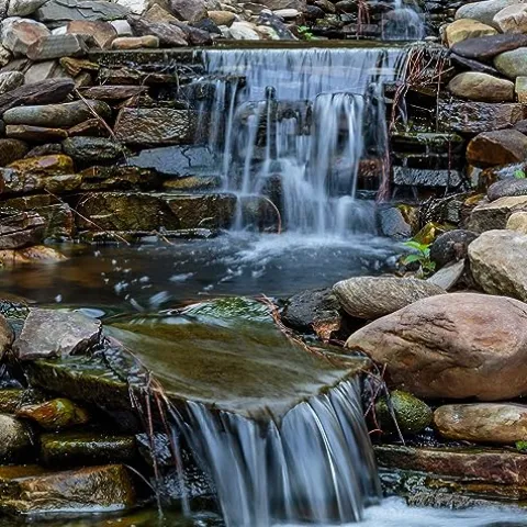 HALF OFF PONDS Simply Waterfalls 6100 Waterfall Kit with MatrixBlox, 10′ x 30′ EPDM Liner, 6,100 GPH Pump Black