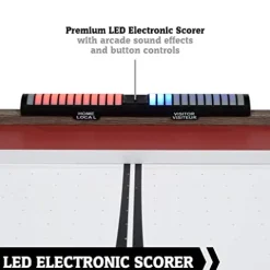 Hall of Games 5.5′ Arcade Air Hockey Table & Tennis Top 2-in-1 Set Wood Grain/Red/White Black