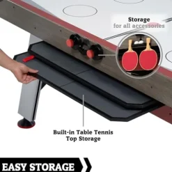 Hall of Games 5.5′ Arcade Air Hockey & Tennis Table 2-in-1 Wood Grain/Red