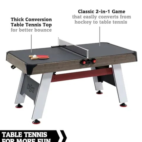 Hall of Games 5.5′ Arcade Air Hockey & Tennis Table 2-in-1 Wood Grain/Red