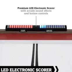 Hall of Games 5.5′ Arcade Air Hockey & Tennis Table 2-in-1 Wood Grain/Red