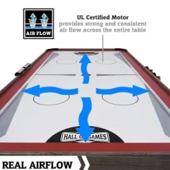 Hall of Games 5.5′ Arcade Air Hockey & Tennis Table 2-in-1 Wood Grain/Red