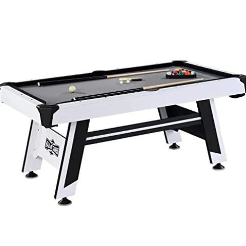 Hall of Games Arcade Drop Pocket Table with Pool Ball and Cue Stick Set White/Black