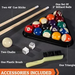 Hall of Games Arcade Drop Pocket Table with Pool Ball and Cue Stick Set White/Black