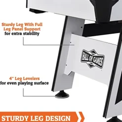 Hall of Games Arcade Drop Pocket Table with Pool Ball and Cue Stick Set White/Black