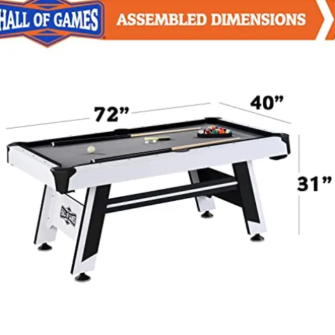 Hall of Games Arcade Drop Pocket Table with Pool Ball and Cue Stick Set White/Black