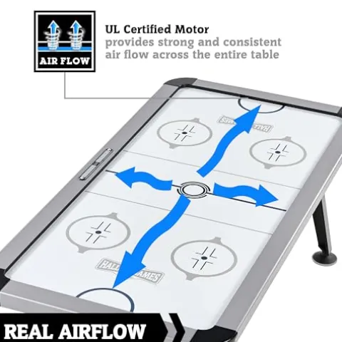 Hall of Games Arctic Rush 7′ Air Hockey Table Silver/Black