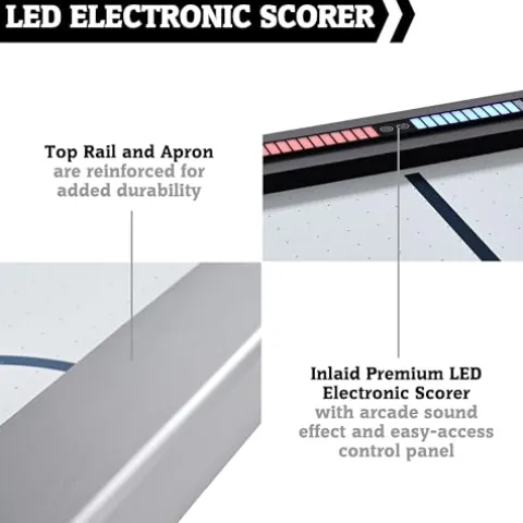 Hall of Games Arctic Rush 7′ Air Hockey Table Silver/Black
