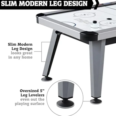 Hall of Games Arctic Rush 7′ Air Hockey Table Silver/Black