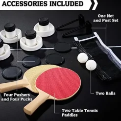 Hall of Games Edgewood Air Powered Hockey Table Tennis Top 2-in-1 Wood Grain