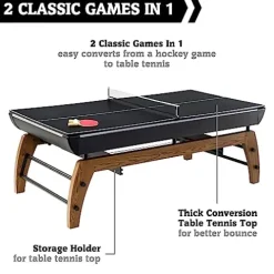 Hall of Games Edgewood Air Powered Hockey Table Tennis Top 2-in-1 Wood Grain