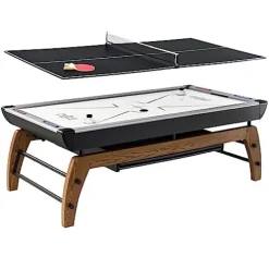 Hall of Games Edgewood Air Powered Hockey Table Tennis Top 2-in-1 Wood Grain