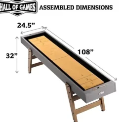 Hall of Games 9ft Kinwood Shuffleboard Table Scratch Resistant Playfield Grey/Tan