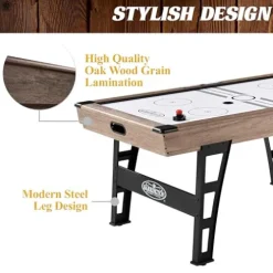 Hall of Games Grant 6′ Steel Leg Air Hockey Table Wood Grain/Black