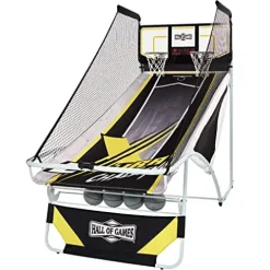 Hall of Games Xtra Long Shot EZ-Fold Premium Arcade Basketball Game Black/Yellow/White