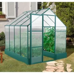 Hanover 8-Ft. x 6-Ft. Polycarbonate Walk-In Greenhouse Green