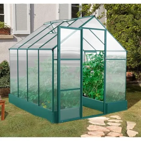 Hanover 8-Ft. x 6-Ft. Polycarbonate Walk-In Greenhouse Green