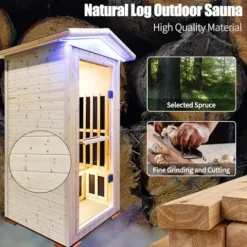 HAOYAYA Outdoor Far Infrared Sauna 1 Person Natural