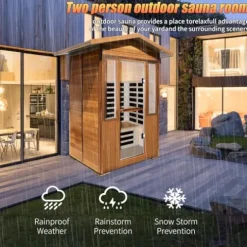 HAOYAYA Outdoor Far Infrared Sauna 2 Person 1800W Natural