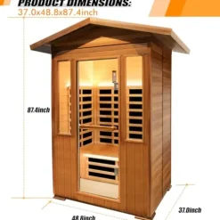 HAOYAYA Outdoor Far Infrared Sauna 2 Person 1800W Natural