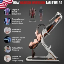 HARISON Heavy Duty Inversion Table for Back Pain Relief 350 LBS Capacity with 3D Memory Foam Black+Red