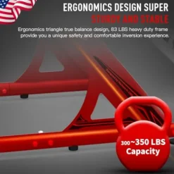 HARISON Heavy Duty Inversion Table for Back Pain Relief 350 LBS Capacity with 3D Memory Foam Black+Red