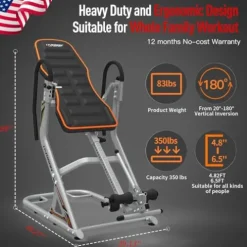 HARISON Heavy Duty Inversion Table for Back Pain Relief 350 LBS Capacity with 3D Memory Foam Black+Red