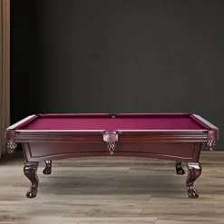 Hathaway Augusta 8-ft Pool Table with Burgundy Felt – Mahogany Finish