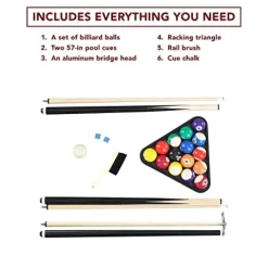 Hathaway Augusta 8-ft Pool Table with Burgundy Felt – Mahogany Finish