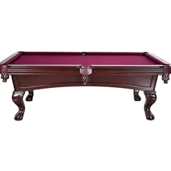 Hathaway Augusta 8-ft Pool Table with Burgundy Felt – Mahogany Finish