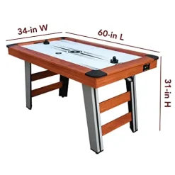 Hathaway Dorsett 60-in Air Hockey Table LED Scoring Wood Grain/Silver/Black
