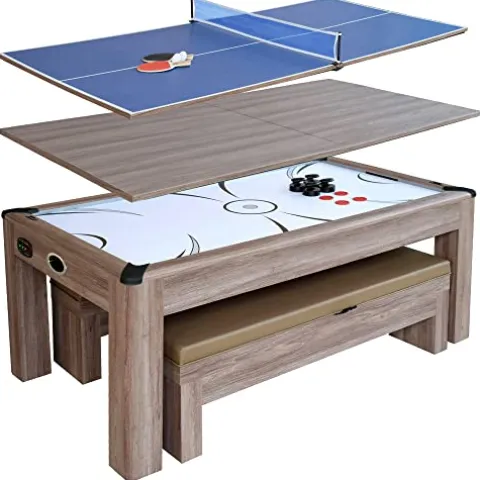Hathaway Driftwood 7-ft Air Hockey Table Tennis Combination Woodgrain