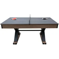 Hathaway Excalibur 6-ft Air Hockey Table with Table Tennis Top Driftwood Black