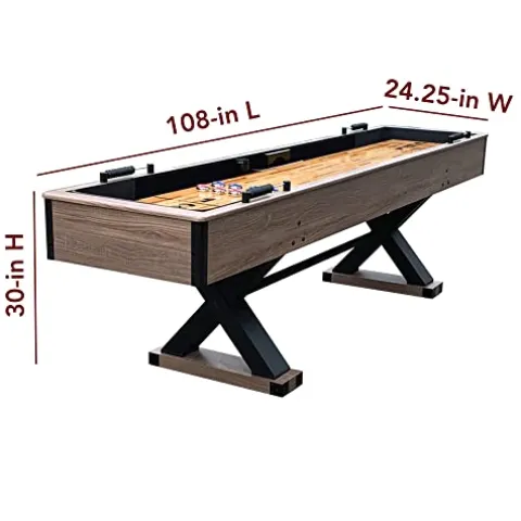 Hathaway Excalibur 9-Ft Shuffleboard Table Rustic Driftwood Finish Black