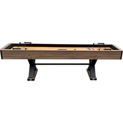 Hathaway Excalibur 9-Ft Shuffleboard Table Rustic Driftwood Finish Black